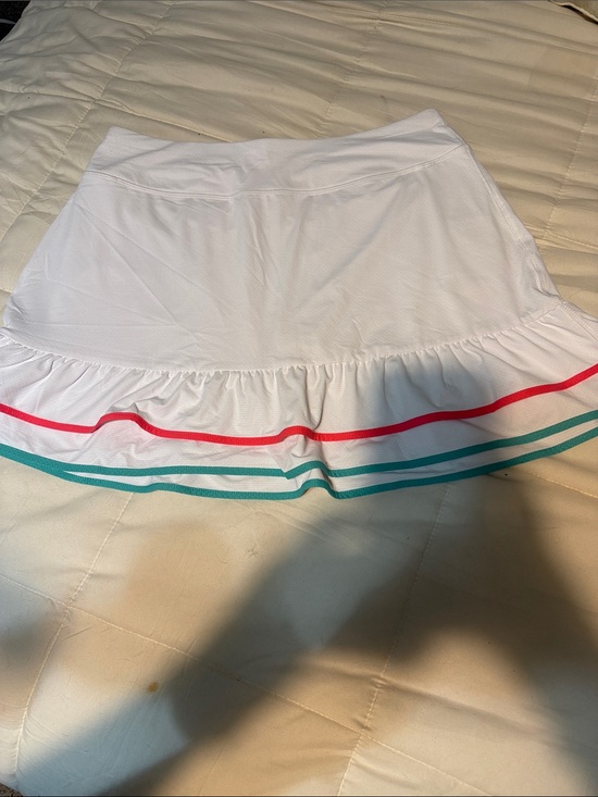 Gottex Dresses & Skirts - White Ruffled Tennis Skort with Pink and Teal Stripes